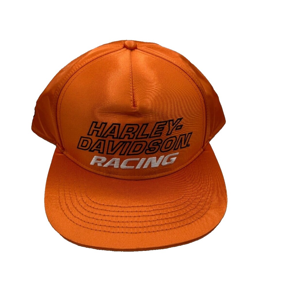 Harley-Davidson Racing Orange Sleek Snapback Hat Embroidered Adjustable Cap NEW